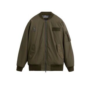 STAMPD Sherpa Lined Bomber Jacket Cotton/Nylon, Army Green Color Size XL